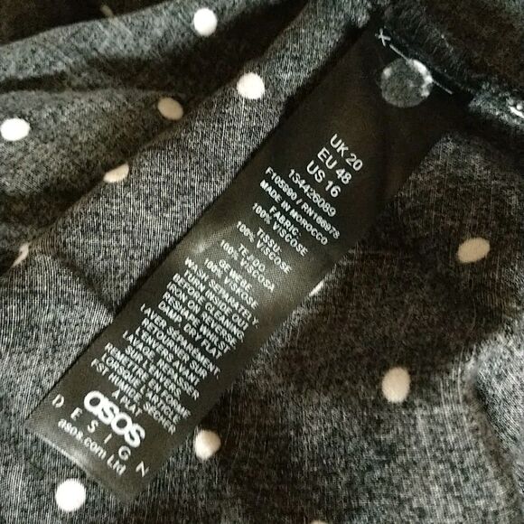 Asos Design Maxi Dress 16 Black White Swiss Dot Sleeveless Flare A-Line Retro - Picture 11 of 14